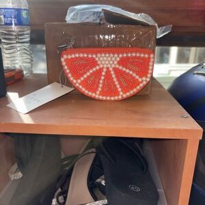For fearless mom Orange Beaded Women's Clutch